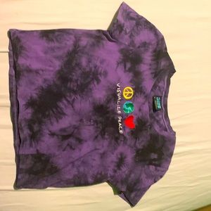 Purple/Black Tie Dye Crop Top with embroidery